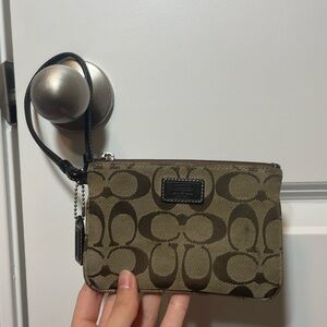 Coach wristlet logo print brown